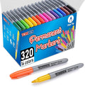 TOMPEN Permanent Markers Fine Tip 320 Pack Bulk,16 Assorted Colors,Waterproof Permanent Marker with Quick Drying on Valentine's Day card,Wood,Plastic,Paper,Metal,Mirror for Office School Classroom