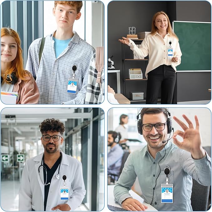 50 Pack ID Card Name Badge Holder Clear Vertical ID Badge Holder with Resealable Zip Waterproof Nametag Card Holder