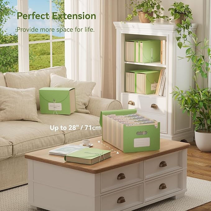 Accordion File Organizer, 26 Pockets Wheat Straw Expanding File Folder, Monthly Bill Receipt Organizer, A-Z Tabs, 100% BPA Free, Return to Nature, Healthy Living, Letter/A4 Size - Mint Green