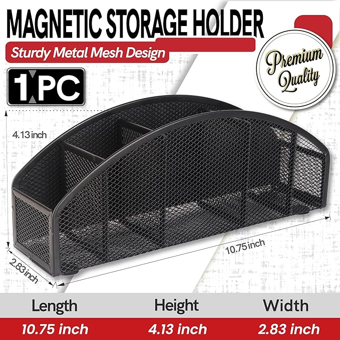 Heavy Duty Magnetic Storage Holder,5 Slots Magnetic Marker Storage Rack,10inch Large Magnetic Pencil Holder for Whiteboard,Locker,Workshop(1 Pack)
