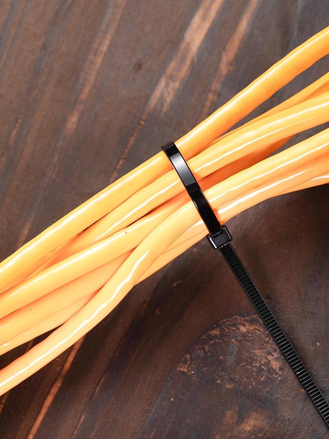 600 Pcs 8 Inch Cable Zip Tie, ORWUDIZ Multifunctional Tie, Nylon 66 Material, Tensile Strength 50 Lbs, Black, Cable Binding Classification, Suitable for Industrial, Outdoor, Home, Office Use