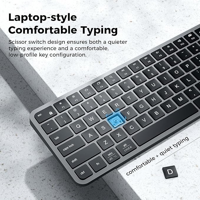 iClever BK20 Bluetooth Keyboard, with Numeric Keypad, Multi-Device Rechargeable and Stable Connection Compact Size Wireless Keyboard for MacBook, Laptop, iPad, Tablet, Windows