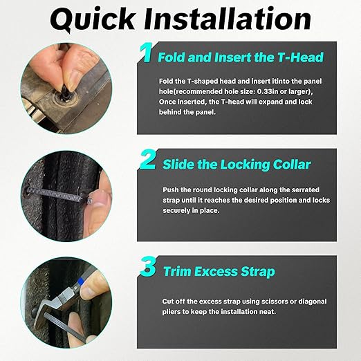 60PCS Nylon Universal Cable Tie Buckle, Heavy Duty Zip Ties for Car, Automotive Zipper Clips, Push Pin Clip Car Daily Repair, Snap-Fit Ziptie Bumper Retainer Fender Liner Door Panel Fastener