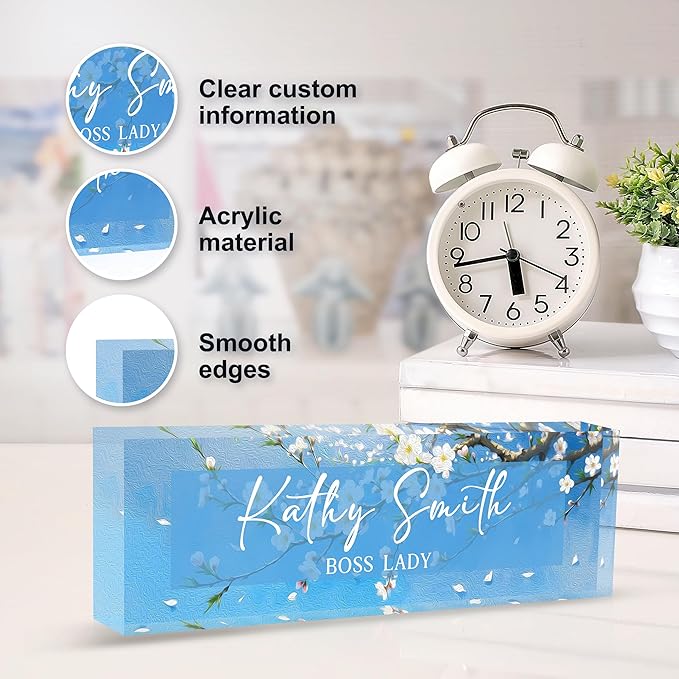 Custom Name Plate for Desk | Personalized Desk Name Plate | Personalized Boss Employee Appreciation Gifts | Acrylic Name Plate Office Desk Accessories