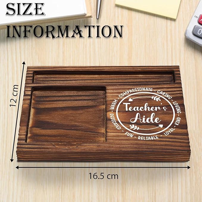 Teacher Aide Sticky Note Holder, Teacher Assistant Appreciation Gift for Substitute Teacher, First Day of School Thank You Gifts for Teacher Aide Self-Stick Note Pad Holders Desk Organizer TZP17