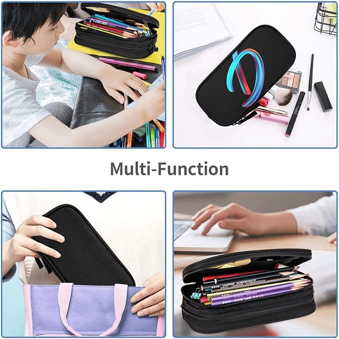 Cute Initial Pencil Case for Kids Students, Large Capacity Pencil Pouch for Boys Girls, Letter Design Pencil Box Pen Bag Office Stationery Organizer, Rainbow Letter D