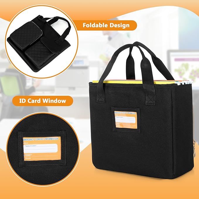 LUXJA Vertical File Organizer for Letter Size Hanging File Folder, Portable Document Organizer with Tablet Pocket (Up to 12.9 in), Bag Only, Black