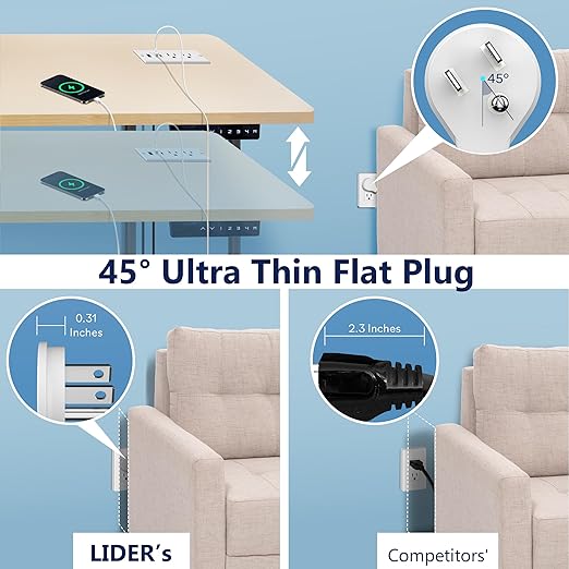 LIDER PD 36W Recessed Outlet Station with USB-A and USB-C Ports, Desktop Power Grommet, Power Delivery, Tamper-Resistant Receptacles, Power Strip for Desks and Cabinet, White, 6.5ft Cord, ETL Listed