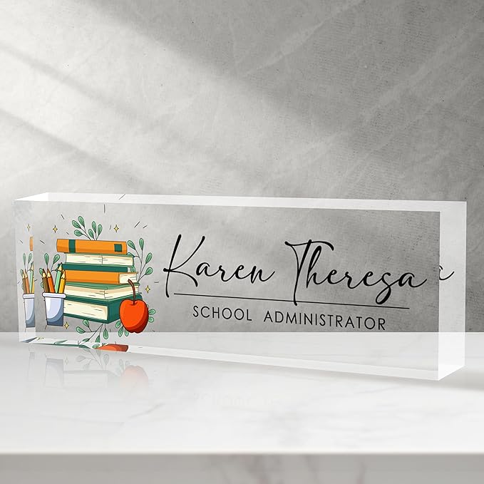 Custom Office Name Plate, Personalized Gifts for Women & Teachers, Office Desk Accessories