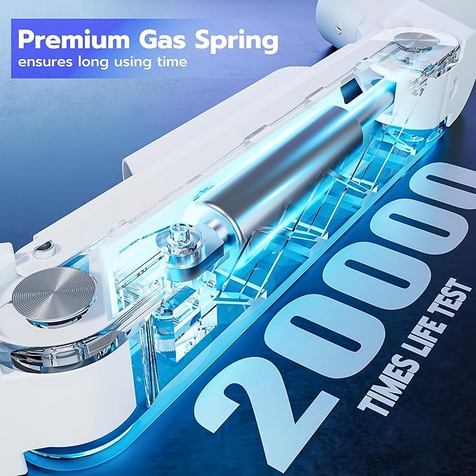 ARES WING Heavy-Duty Monitor Mount for 17-49 inches Ultrawide Curved Flat Monitors Holds 44lbs, with 18" Extended Column for Desk, Adjustable Gas Spring, White