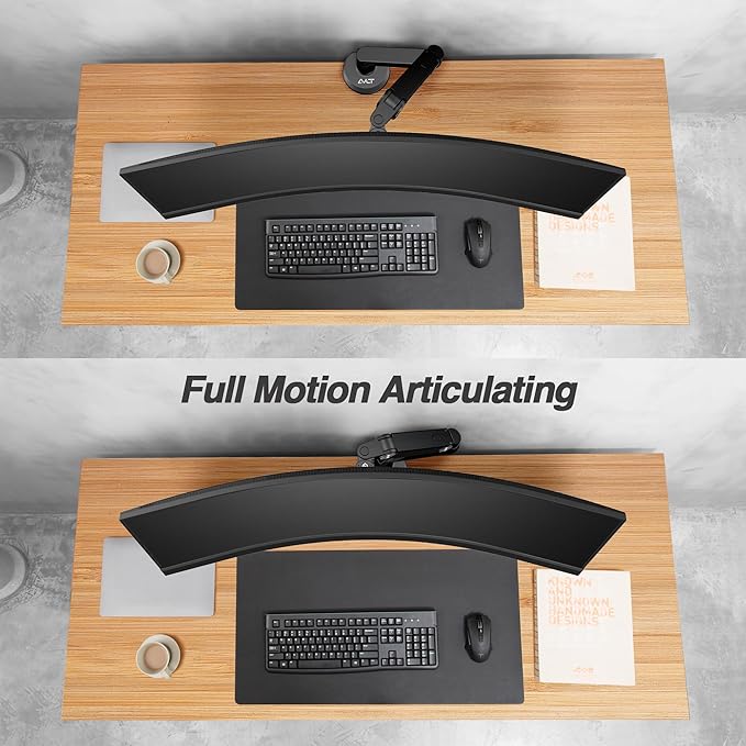 AVLT Single 13"-38" Monitor Arm Desk Mount - Fits One Flat/Curved/Ultrawide Monitor - Full Motion Height Swivel Tilt Rotation - VESA/C-Clamp/Cable Management