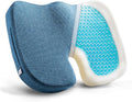 Gel Memory Foam Seat Cushion for Long Sitting with Removable Cover – Cooling Breathable Support for Tailbone, Coccyx, Sciatica, Back Pain Relief - for Office Chairs, Car Seat, Wheelchair (Blue)