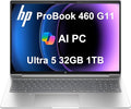 HP ProBook 460 G11 Business Laptop (16" FHD+ Anti-Glare, Intel Core Ultra 5 125U (> i7-1355U), 32GB DDR5 RAM, 1TB SSD) Backlit, Fingerprint, 1080p Webcam, Wolf Security, Win 11 Pro, 2025 AI PC