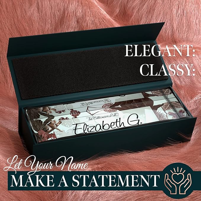 Desk Name Plate Personalized, Custom Name Plates for Desk, 2½/x8 Inches, Thick Crystal-Clear Acrylic, Gift Box, Office Desk Decor. USA Made by ACRYLUXE (Autumn)