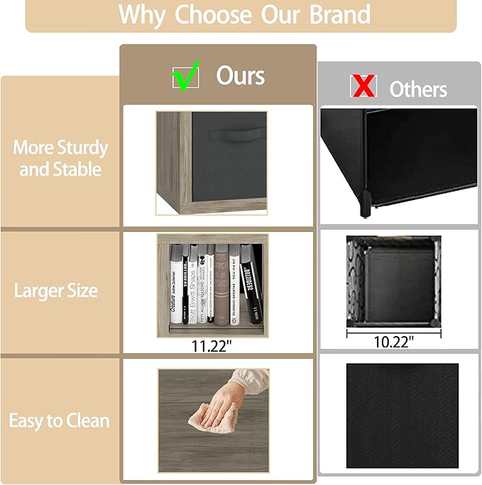 Bookshelf Cube Storage Organizer, 8-Cube Shelf Bookcase with Storage Bin, Modern Wood Open Shelf for Living Room, Bedroom, Home Office, Gray Oak