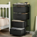 Dresser with 4 Fabric Drawer Stand Desktop Sturdy Metal Plastic Support Tube Cube Storage Cabinet for Bedroom Organization Dorm Front Hall Entryway