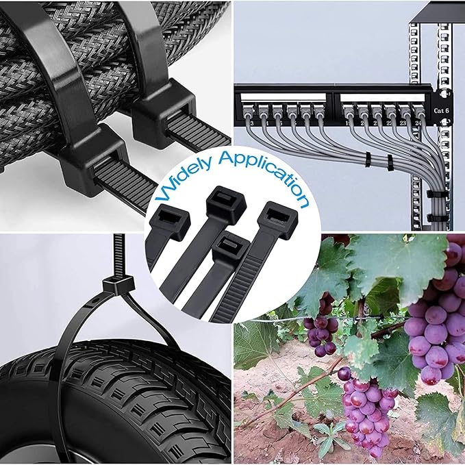Black Zip Ties Heavy Duty 24 Inch Outdoor, 175lb Extra Large Cable Tie Wraps Long Plastic Wire Ties Wide Big Strong Thick Zipties 50 Pack