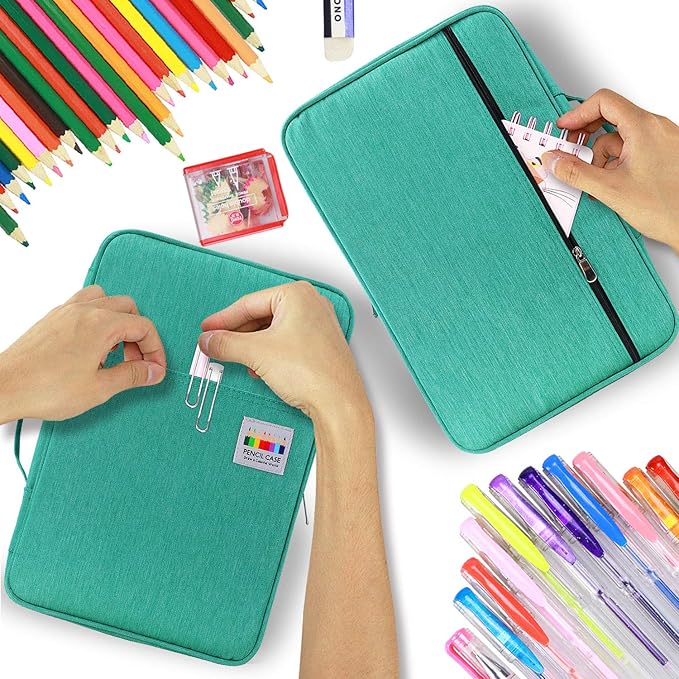 YOUSHARES Big Capacity Colored Pencil Case - 300 Slots large Pen Case Organizer with Multilayer Holder for Prismacolor Colored Pencils & Gel Pen (Green)