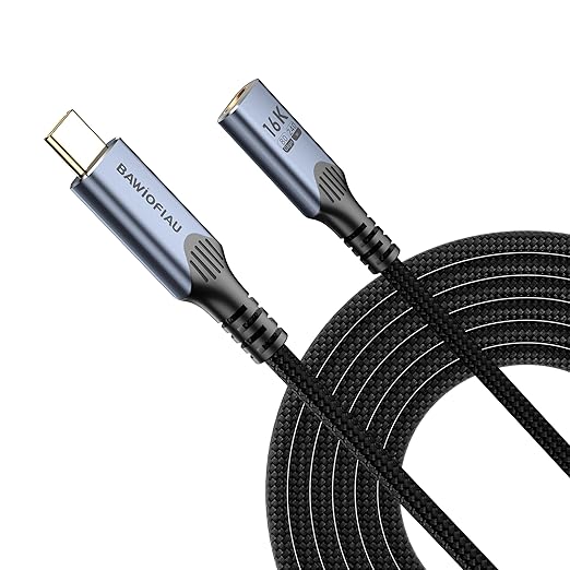 Long 6.6ft/2M USB C to usb c Extension Cable Compatible with Thunderbolt 5, high Speed 80gbps Data Transfer,240w USB 5.0 type c Male to Female Extension Cable 5A Fast Charging,8K/16K Video Display