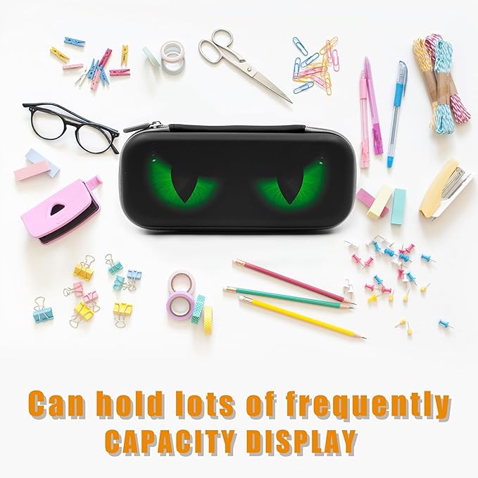 Green Eye Pencil Case Zip Pencil Box Multi Pouch Holder Desk Organizer For Boys Girls School Office
