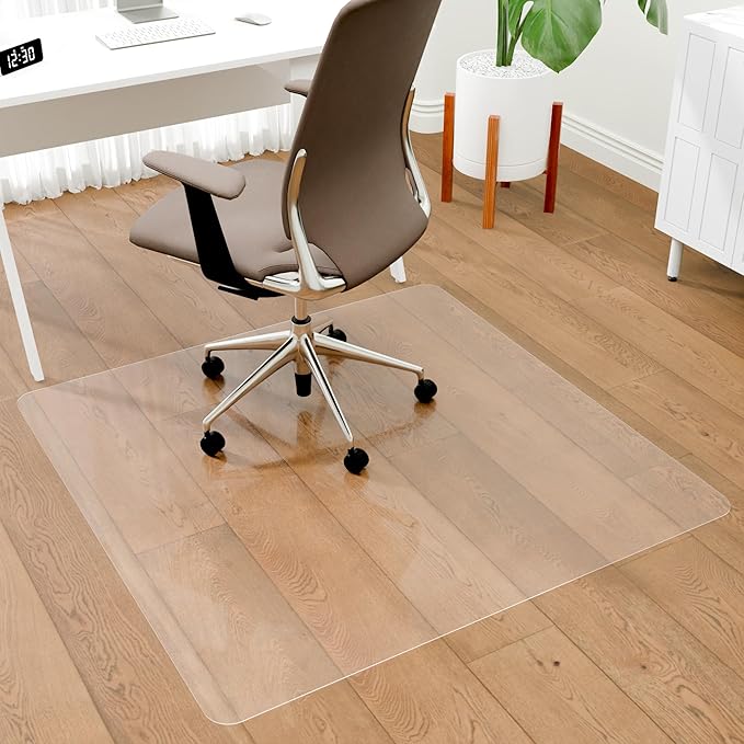 100pointONE Office Chair Mat for Hardwood Floors, Easy Glide Computer Chair Mat, Clear Floor Protector for Chairs 48" x 48"