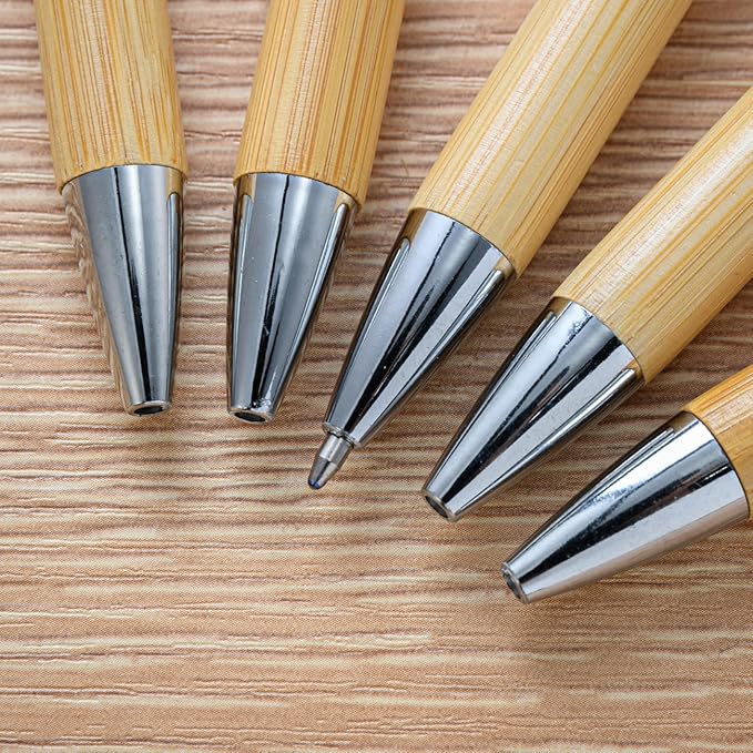 HEYZARDA Personalized Pens Bulk with Text Name Custom Ballpoint Pens Retractable Bamboo for Office Church 100 Pcs