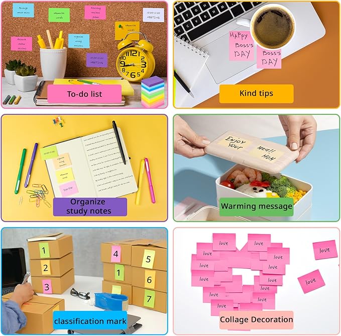 60 Pack Sticky Notes 1.5x2 in, Small Self Stick Note, 12 Color Mini Sticky Notes Pad Bulk, Assorted Bright Colors Paper Memo Pads for Office School Notebook Supplies, 75 Sheets/pad 4500 Sheets