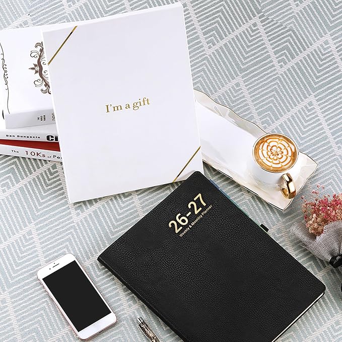 Planner 2026-2027 - Jul 2026 - Jun 2027, Planner Weekly and Monthly, Calendar Planner 2026-2027, 8.5" x 11", Leather Cover Planner with Thick Paper, Back Pocket with Notes Pages, Black