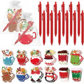 24 Sets Christmas Sticky Notes with Pens, Christmas Coffee Cup Notepads Winter Memo Pad Bulk Christmas Gifts for Coworkers Holiday Decoration Party Favors Office Home Supplies