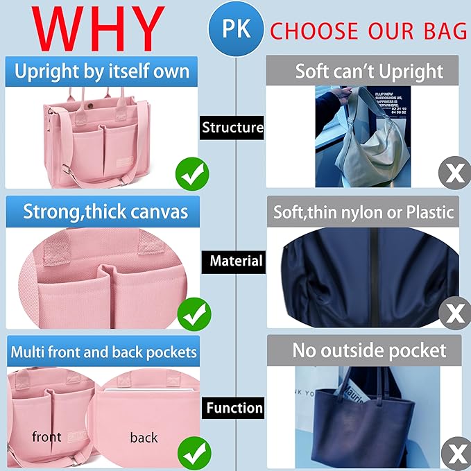 Canvas Tote Bag for Women,Women's Bags Crossbody Bags Work Laptop Tote Bag Large Handbags Purse for Travel Nurse Teacher