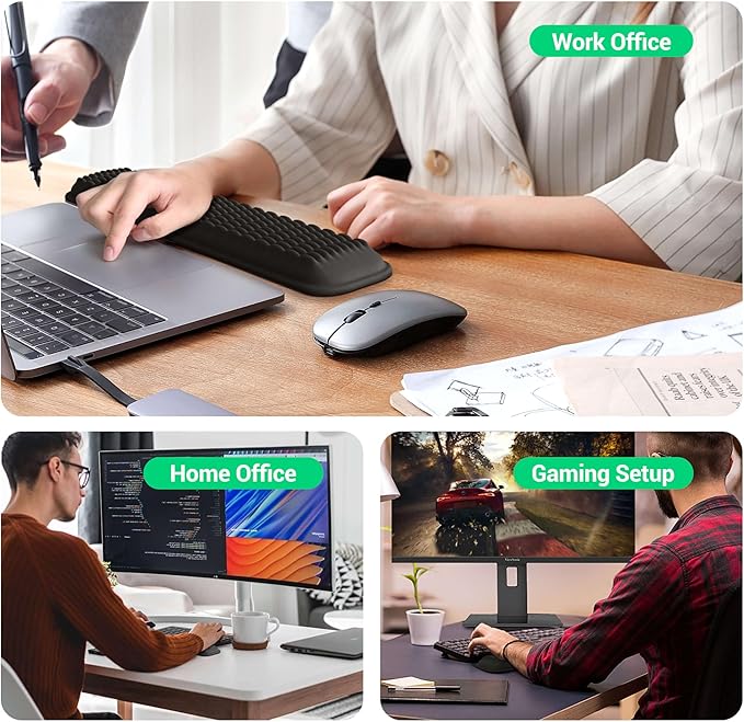 MEKASS Keyboard Wrist Rest, Soft Memory Foam Wrist Support for Keyboard, Arm Rest for Desk Wrist Pain Relief, Wrist Pad for Long Hours of Work, Gaming, Studying (Light Blue)