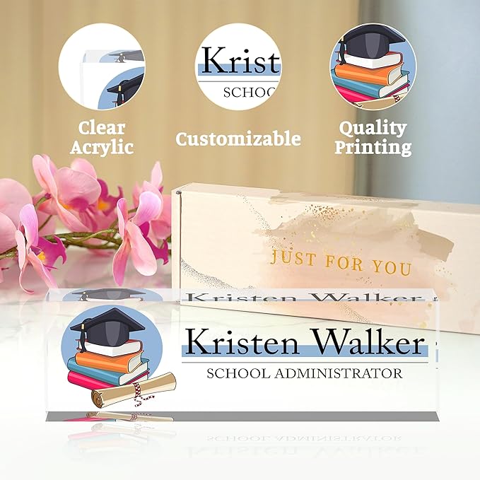 Name Plate for Desk-Personalized Name Plates for Desk-Name Plate Personalized for Office-Gifts for Teacher Boss Employee Appreciation Office Desk Decor (teacher5)
