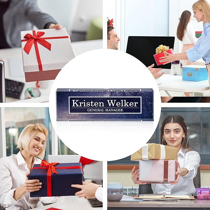 Personalized Name Plates for Office - Gifts for Teacher, Boss, Employee Appreciation - Office Desk Decor (Night Sky)