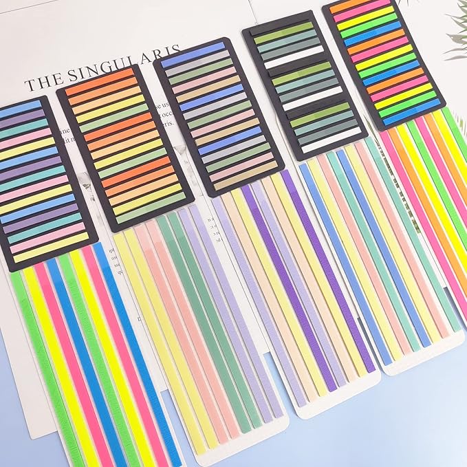 Potanro Sticky Tabs 2300 Pcs Translucent 10 Sheets Highlighter Book Tape Long Highlighting Sticky Tabs for Annotating Books, Aesthetic Office Suppliesbook for Annotating Books