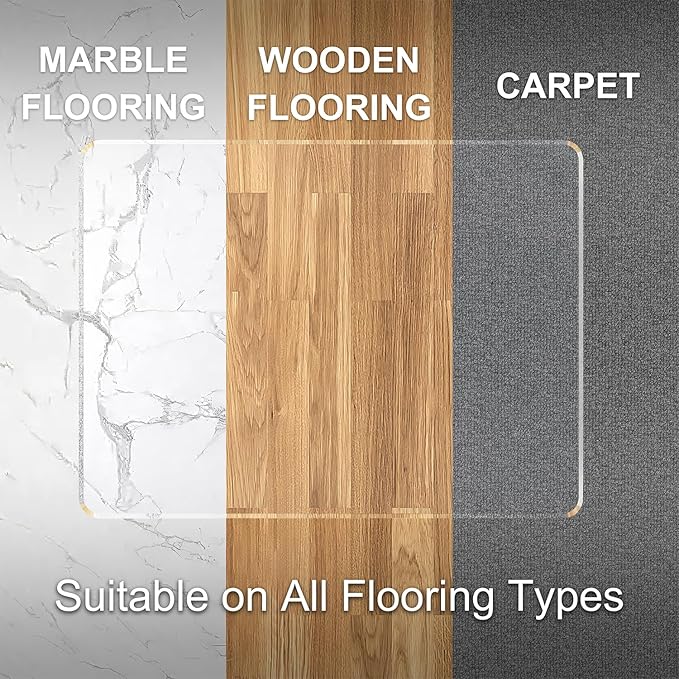 MESAILUP Beveled Edge Office Chair Mat for Carpet or Hardwood Floor 42" x 42" Clear Chair Mats for a Smooth Glide and Easy Roll On/Off, Heavy Duty and Non-Slip Pad Floor Ultimate Desk Chair Mat