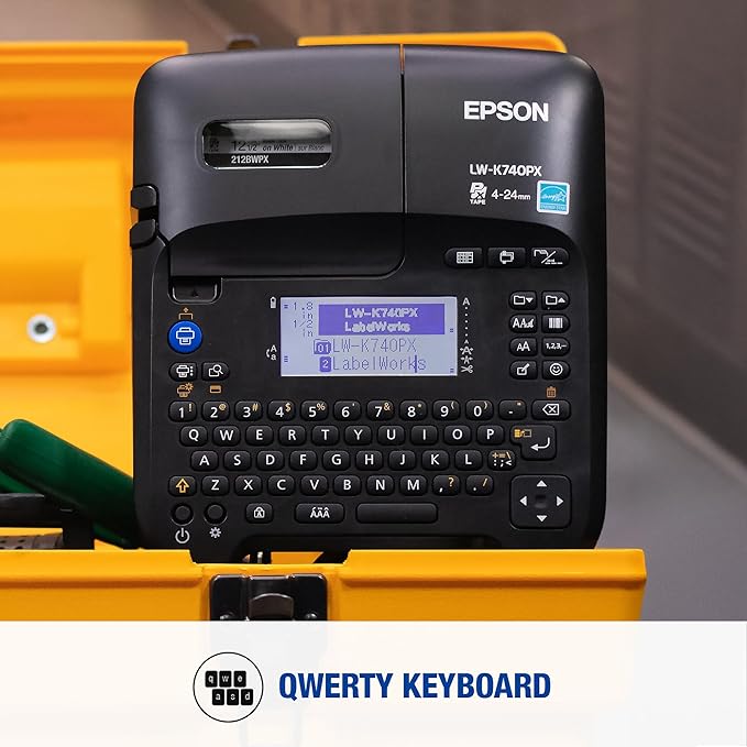 LABELWORKS Epson LW-K740PX Industrial Handheld Label Maker for Office Home & Healthcare – Custom Durable Identification and Organization Labels - Full Kit