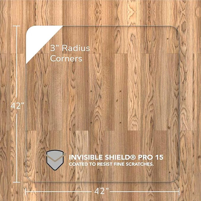 Vitrazza Glass Chair Mat 42” x 42” Superior ¼ Thick, Luminoso Low-Iron Ultra Clear, Certified Tempered Safety Glass, Delivers a Smooth Glide, Protects Carpet or Wood, Beautiful in Home or Office