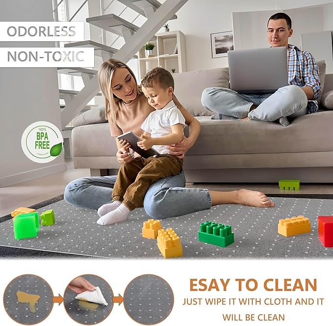 HOMEK Office Chair Mat for Carpet, 45" x 53" Transparent Desk Chair Mat for Low Pile Carpeted Floor, Easy Glide Carpet Floor Protector Mat for Home and Office
