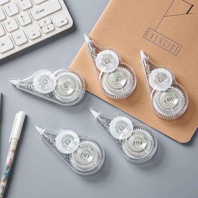 Unjoo White Correction Tape, Fast Clean and Easy to Use Tear-Resistant Tape, For school Supplies, Office (12pack, 5M/196, Tape Width 0.2in)