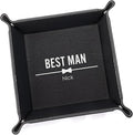 Lifetime Creations Personalized Groomsman Valet Tray - Custom Gifts for Groomsmen Proposal, Vegan Leather Catchall Wedding Gifts (Black, Bow Tie Design)