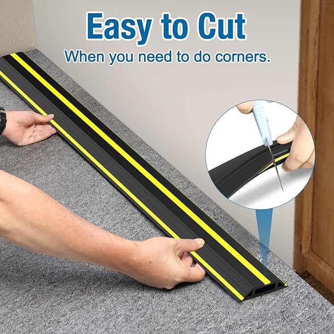 Eapele 4 ft Cable Protector Cord Cover for Floor, Heavy Duty PVC Duct Easy to Unroll, Prevent Trip Hazard for Home Office or Outdoor Settings