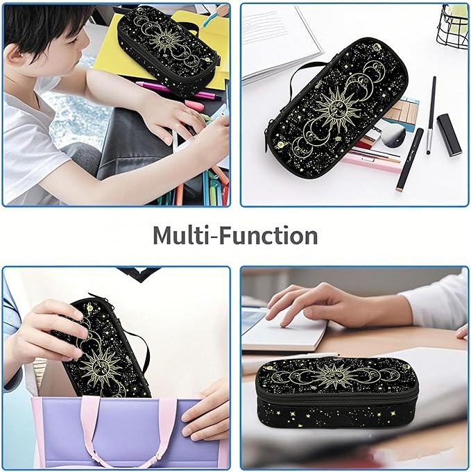 Moon Sun Pencil Case Pencil Pouch Large Capacity Pen Bag School Office Organizer Stationery Storage Box For Girls Boys Teen Kids