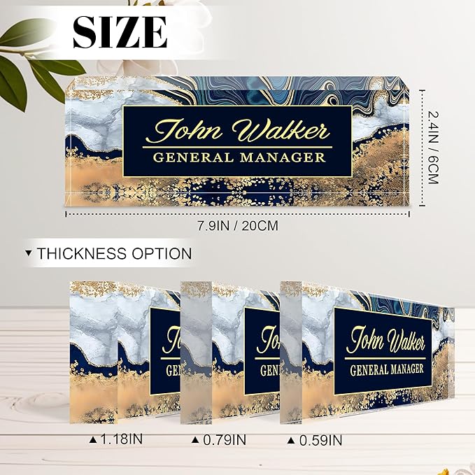 Personalized Name Plate for Desk, Custom Acrylic Desk Name Sign, Office Appreciation Gifts for Women Men Coworkers Boss Teacher Employee (Navy Coast)