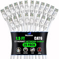Maximm Cat 6 Ethernet Cable 1.5 ft (20-Pack) - High-Speed LAN Cable, Internet Cable, Patch Cable, and Network Cable - UTP, 10Gbps, 550MHz Ethernet Cord - White