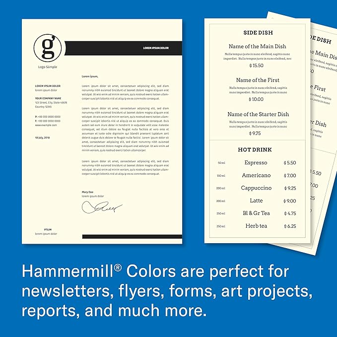 Hammermill Colored Paper, 20 lb Cream Printer Paper, 8.5 x 14-1 Ream (500 Sheets) - Made in the USA, Pastel Paper, 168040R