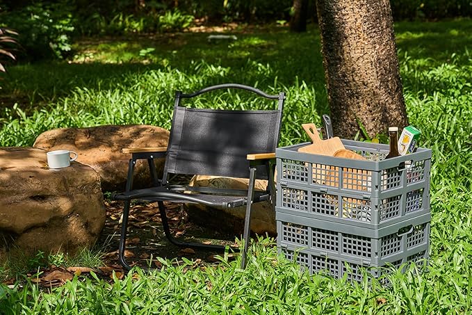 3-Pack Plastic Collapsible Storage Crates-30L,Foldable Plastic Crates for Storage (Gray)