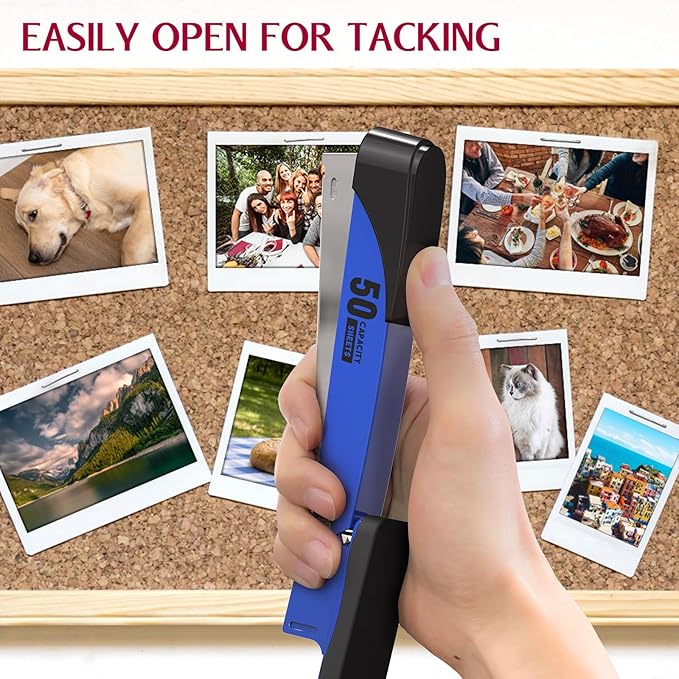 Metal Stapler Heavy Duty 50 Sheet Capacity with 1750 Staples and Staple Remover, Full Strip Staplers for Desk, No Jam, Non-Slip for Office & Classroom, Blue