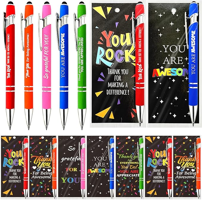 30 Sets Employee Appreciation Gifts Pens Bulk Staff Thank You Gifts with Bookmarks Favors Items Black Ink Ballpoint Pen Inspirational for Team Teacher Collegue Party Guests Her Him Women Men Friends