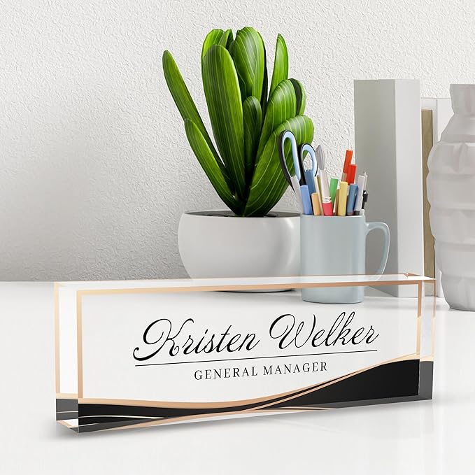 Acrylic Personalized Name Plate - Desk Decor for Women & Men, Office Gifts for Boss, Manager, Teacher, Nurse