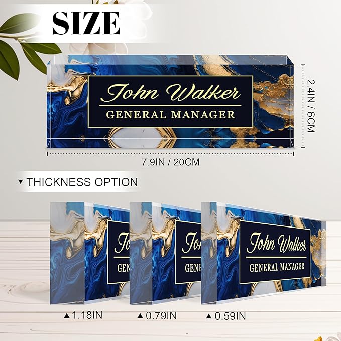 Personalized Name Plate for Desk, Custom Acrylic Desk Name Sign, Office Appreciation Gifts for Women Men Coworkers Boss Teacher Employee (Blue Coast)